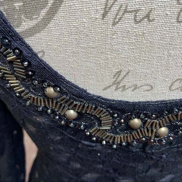 NWT FREE PEOPLE - lace top with sequins beading and scoop back black small - Picture 8 of 11